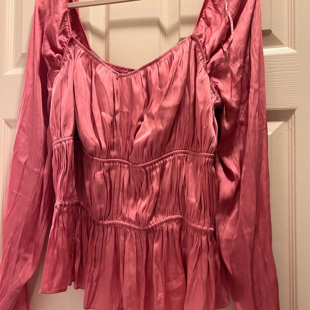 Divided Pink Ruched Blouse